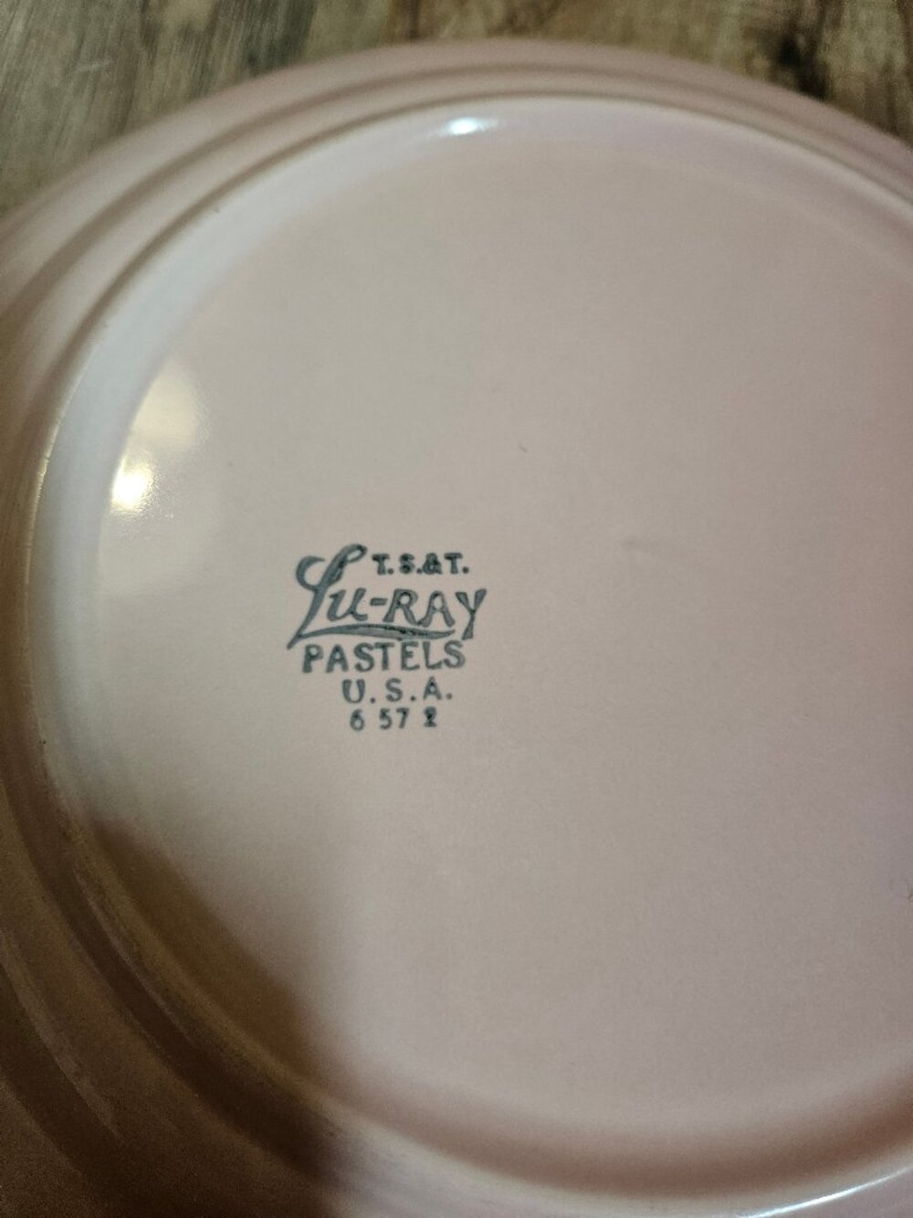 Vintage LuRay/Taylor, Smith, Taylor 9" Dinner Plates, Set of 3, Pink/Blue/Green